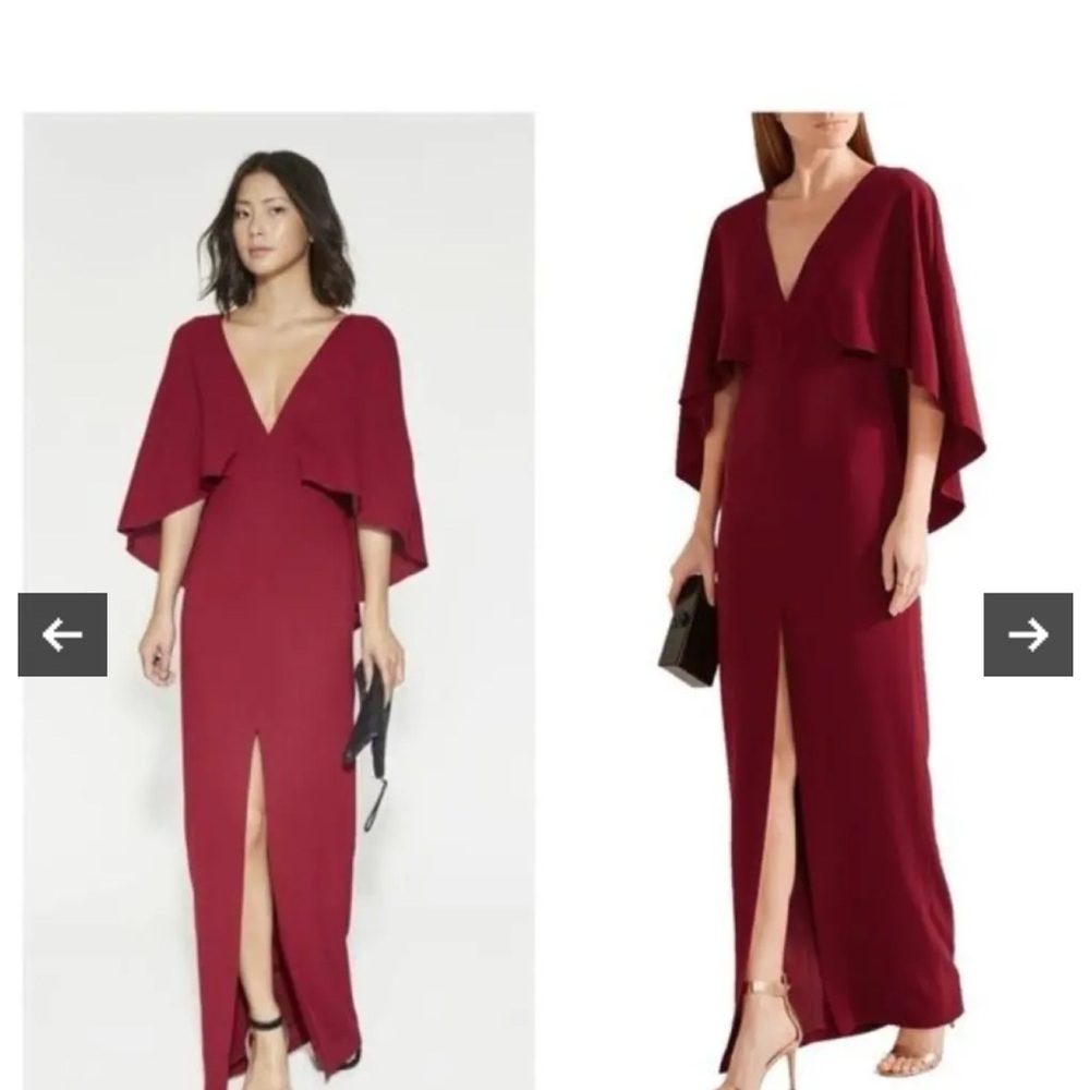 FLAWED HALSTON Heritage Red Dahlia Cape Gown Size 10